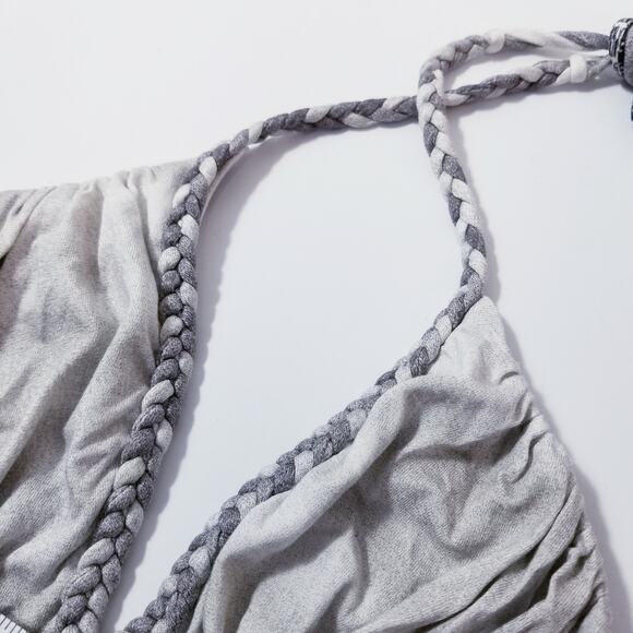 Sky Gray Braided Detail Empire Waist Halter Maxi Dress - Picture 12 of 13